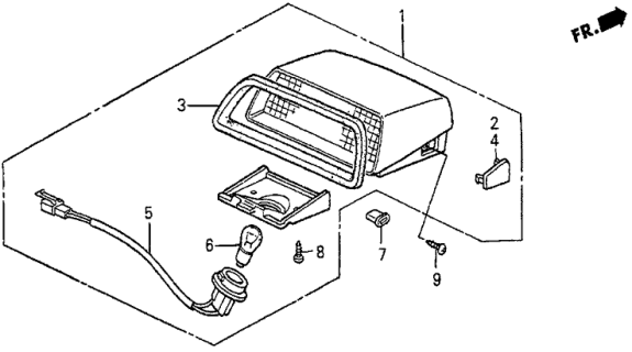 1987 Honda Prelude Light Assy., High Mount Stop *B49L* (FAIR BLUE) Diagram for 34270-SF0-673ZB