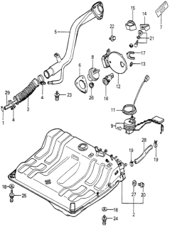 1981 Honda Prelude Sending Unit, Fuel Level Diagram for 37800-692-023