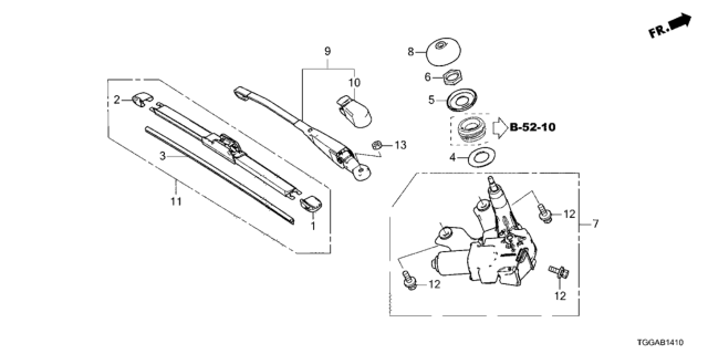 2021 Honda Civic Rear Windshield Wiper Diagram