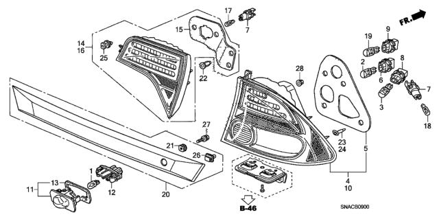 2010 Honda Civic Grommet, L. RR. Combination Light Diagram for 90655-SZ3-003