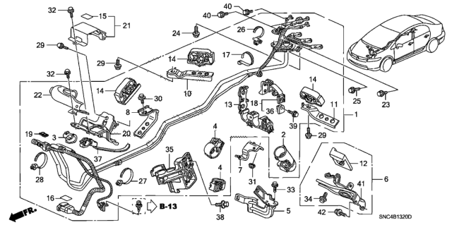 2006 Honda Civic Clamp, Cable (C) Diagram for 1F087-RMX-003