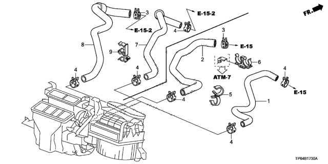 2013 Honda Crosstour 5 Door EXL (4WD) KA 6AT Water Hose (V6) Diagram