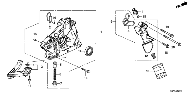 2017 Honda Accord 4 Door EXLV6 KA 6AT Oil Pump (V6) Diagram