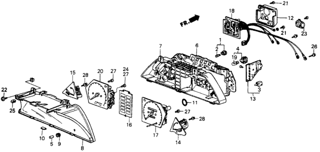 1986 Honda CRX Meter Components Diagram
