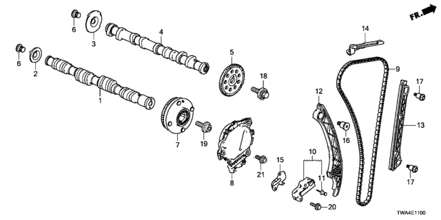 2019 Honda Accord Hybrid Camshaft, Intake Diagram for 14110-6C1-A00