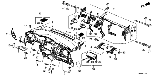 2019 Honda Fit Panel, Instrument *NH900L* (NEUTRAL BLACK) Diagram for 77100-T5R-A00ZA