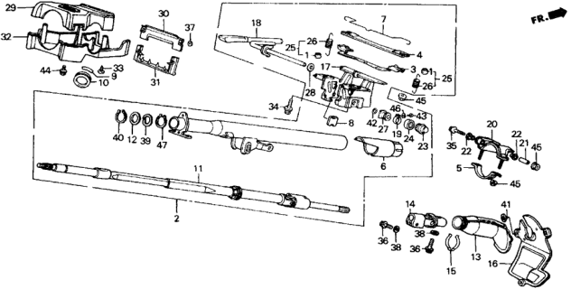 1988 Honda Accord Bracket, Tilt Diagram for 53350-SE0-003