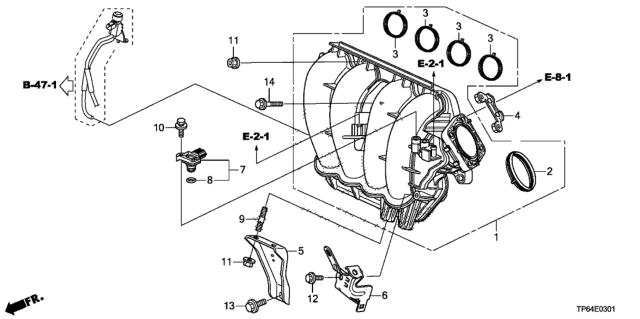 2015 Honda Crosstour Intake Manifold (L4) Diagram