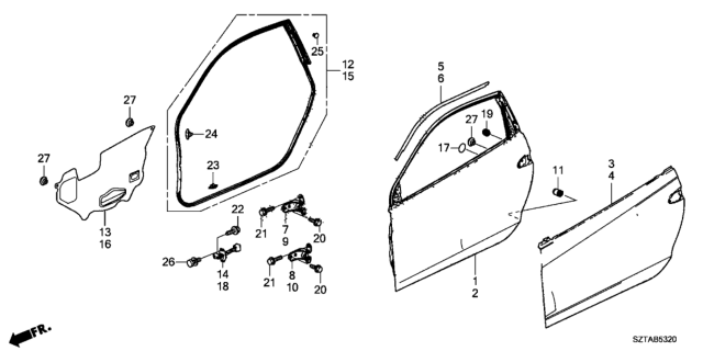 2015 Honda CR-Z Checker, Left Front Door Diagram for 72380-SZT-A51