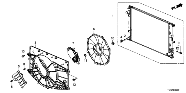 2017 Honda Civic Shroud Complete Diagram for 19015-5AA-A01