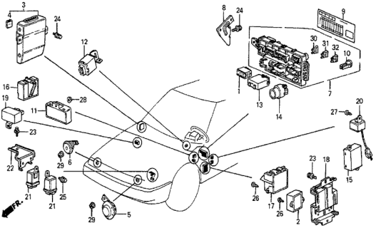 1987 Honda Prelude Fuse Box - Relay - Horn Diagram