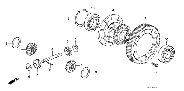 1986 Honda Accord Case, Differential Diagram for 41310-PC8-621