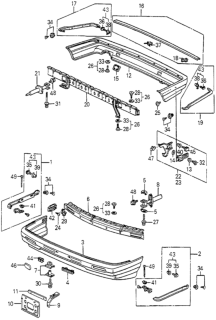 1985 Honda Accord Cap, RR. Bumper Hole Diagram for 84137-SA5-000