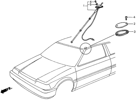 1984 Honda Civic 5 Door DX KA 5MT Radio Antenna - Hole Cap Diagram