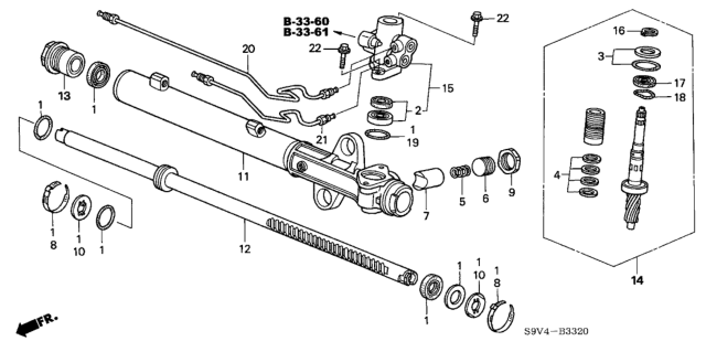 2003 Honda Pilot P.S. Gear Box Components Diagram