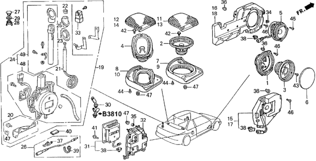 1993 Honda Accord Box, L. Speaker *Y18L* (SILKY IVORY) Diagram for 39125-SM4-900ZF