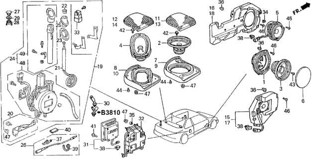 1993 Honda Accord Radio Antenna - Speaker Diagram