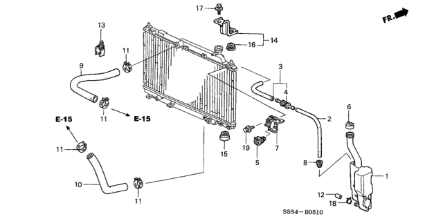 2003 Honda Civic Radiator Hose - Reserve Tank Diagram