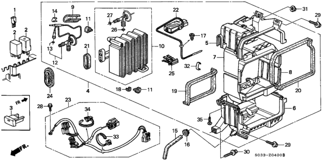 1998 Honda Civic 3 Door CX KA 4AT A/C Unit Diagram 1