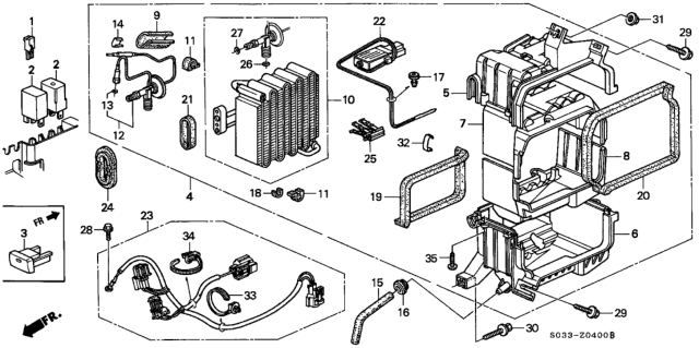 1996 Honda Civic A/C Unit Diagram