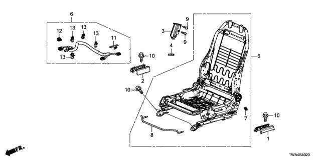 2018 Honda Accord Hybrid Front Seat Components (Right) (Manual Seat) (TS Tech) Diagram