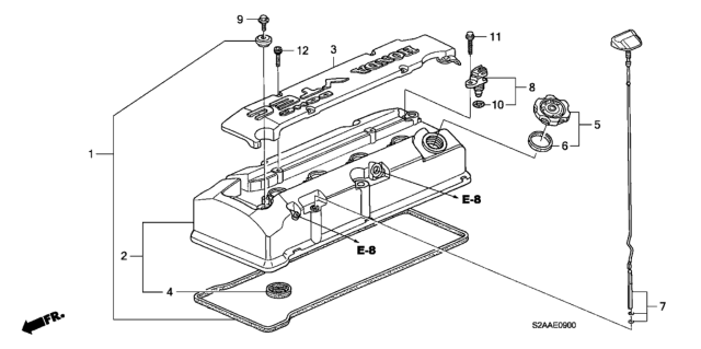 2008 Honda S2000 Cylinder Head Cover Diagram