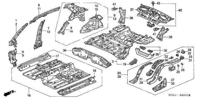 2004 Honda Accord Floor, FR. Diagram for 65100-SDC-A12ZZ