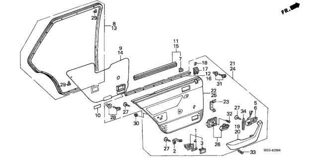 1988 Honda Accord Lining Assy., R. RR. Door *Y18L* (SILKY IVORY) Diagram for 83700-SE5-A20ZB