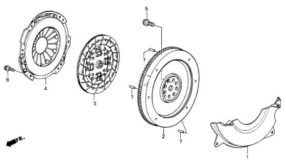 1986 Honda Civic Clutch Set Diagram for 22105-PE7-505