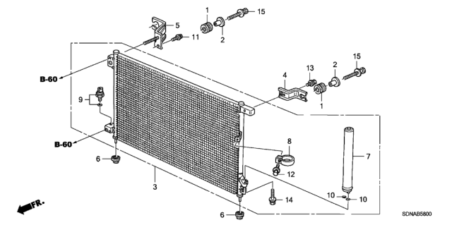 2007 Honda Accord Condenser Diagram for 80110-SDP-A61