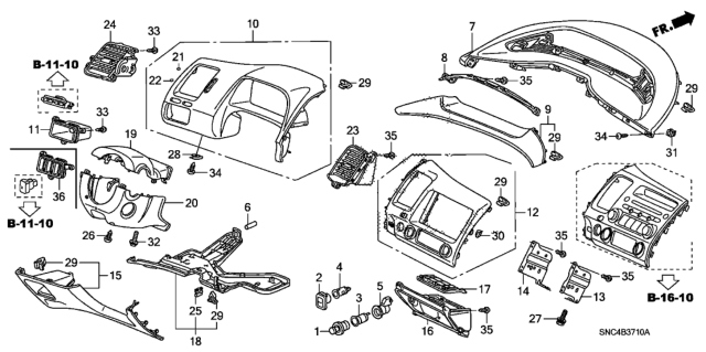 2007 Honda Civic Instrument Panel Garnish (Driver Side) Diagram