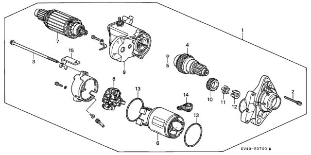 1997 Honda Accord Starter Motor (Denso) Diagram