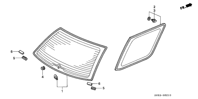 1994 Honda Accord 5 Door LX KA 5MT Rear Windshield Diagram