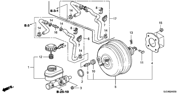 2007 Honda Ridgeline Master Cylinder Assembly Diagram for 46100-SJC-A51