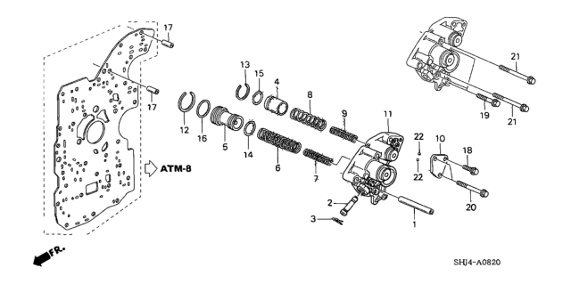 2006 Honda Odyssey AT Accumulator Body Diagram