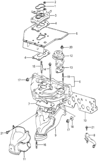 1980 Honda Accord Carburetor Insulator  - Manifold Diagram