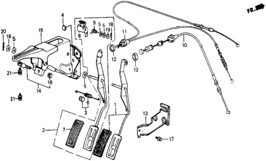 1987 Honda Civic Bracket, Pedal Diagram for 46590-SB6-670