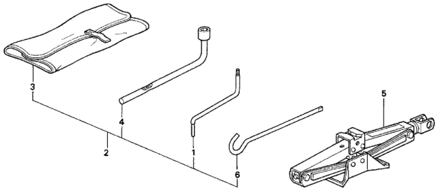 1994 Honda Prelude 2 Door SIVTEC KA 5MT Tools - Jack Diagram