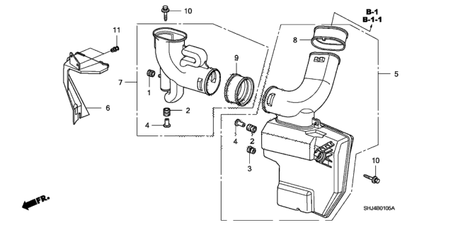 2010 Honda Odyssey Tube Assy., Air In. Diagram for 17250-RGL-A00