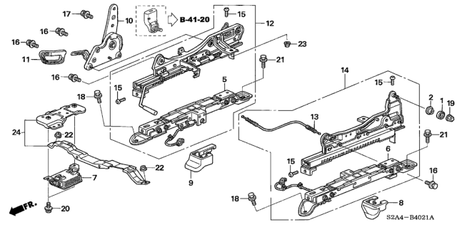 2007 Honda S2000 Seat Components (Passenger Side) Diagram