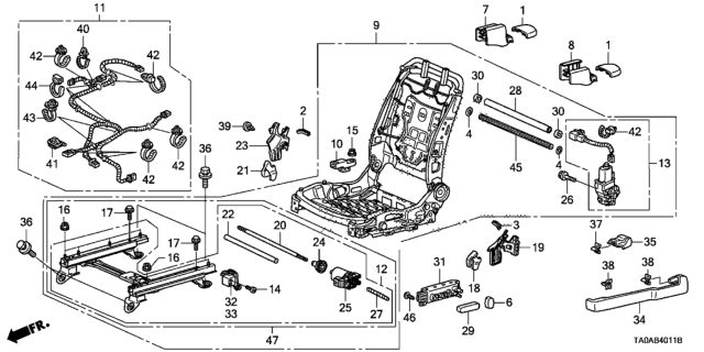 2012 Honda Accord Front Seat Components (Driver Side) (Full Power Seat) Diagram