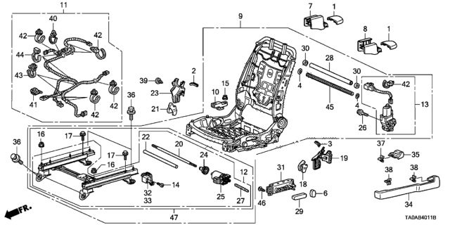 2012 Honda Accord Frame, L. FR. Seat Diagram for 81526-TA0-A24