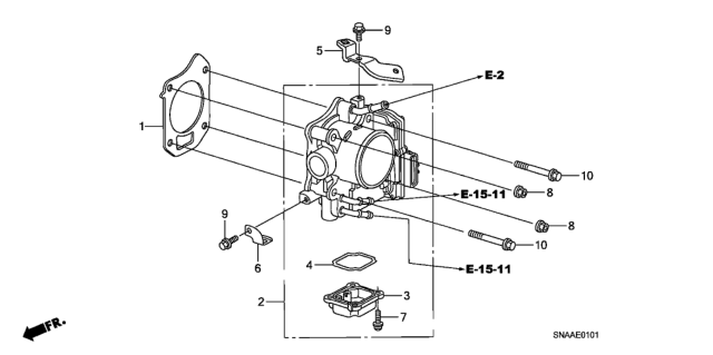 2009 Honda Civic 4 Door SI (HPT) KA 6MT Throttle Body (2.0L) Diagram