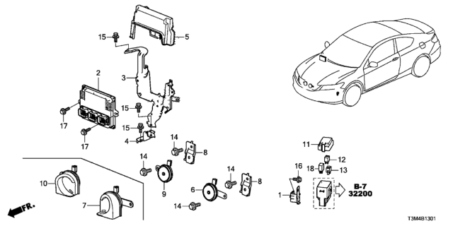 2017 Honda Accord Electronic Control U Diagram for 37820-5G0-A45