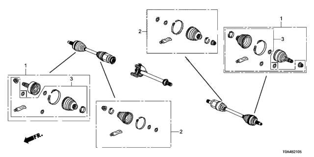 2016 Honda CR-V Front Driveshaft Set Short Parts Diagram