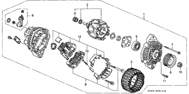 1998 Honda Civic Rotor Assembly Diagram for 31101-P2E-A01