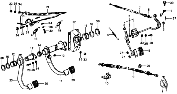 1977 Honda Civic Bracket, Pedal Diagram for 46590-657-671