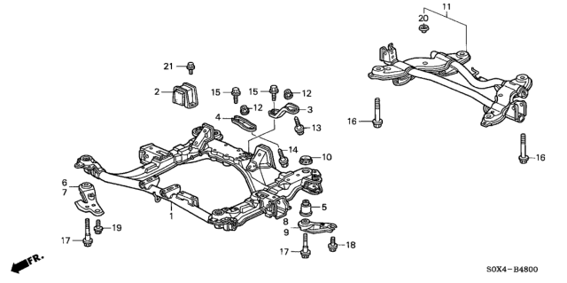 2000 Honda Odyssey 5 Door EX (NAVIGATION) KA 4AT Rear Beam - Cross Beam Diagram