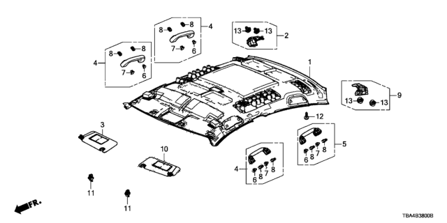 2017 Honda Civic Roof Lining Diagram