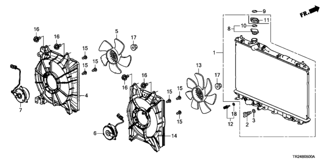 2014 Honda Civic 4 Door MX KL CVT Radiator (Denso) Diagram